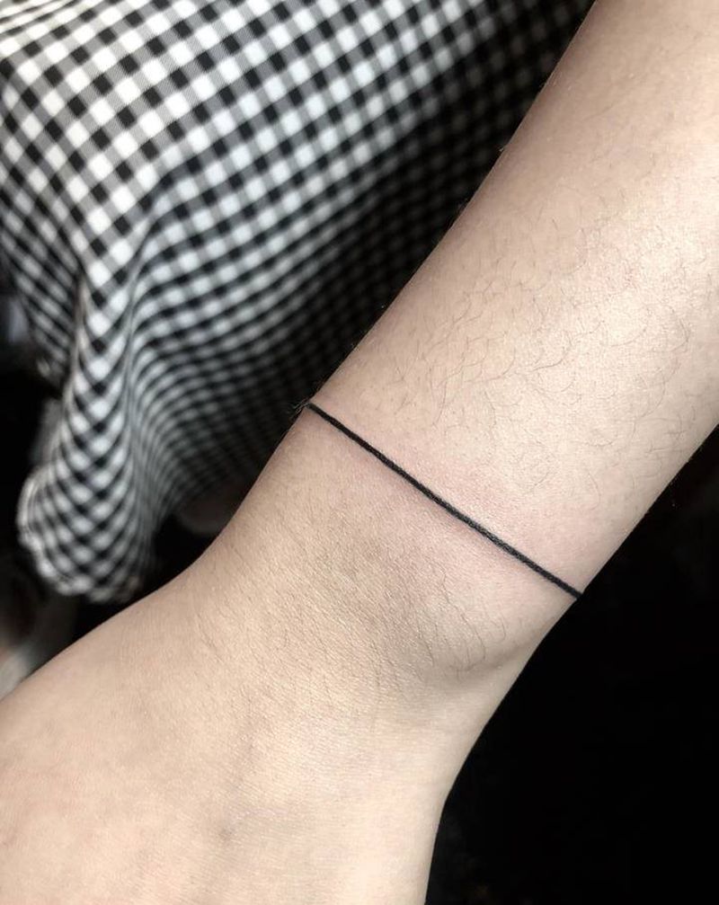 直线臂环纹身图片_手臂腿部几何纹身图案