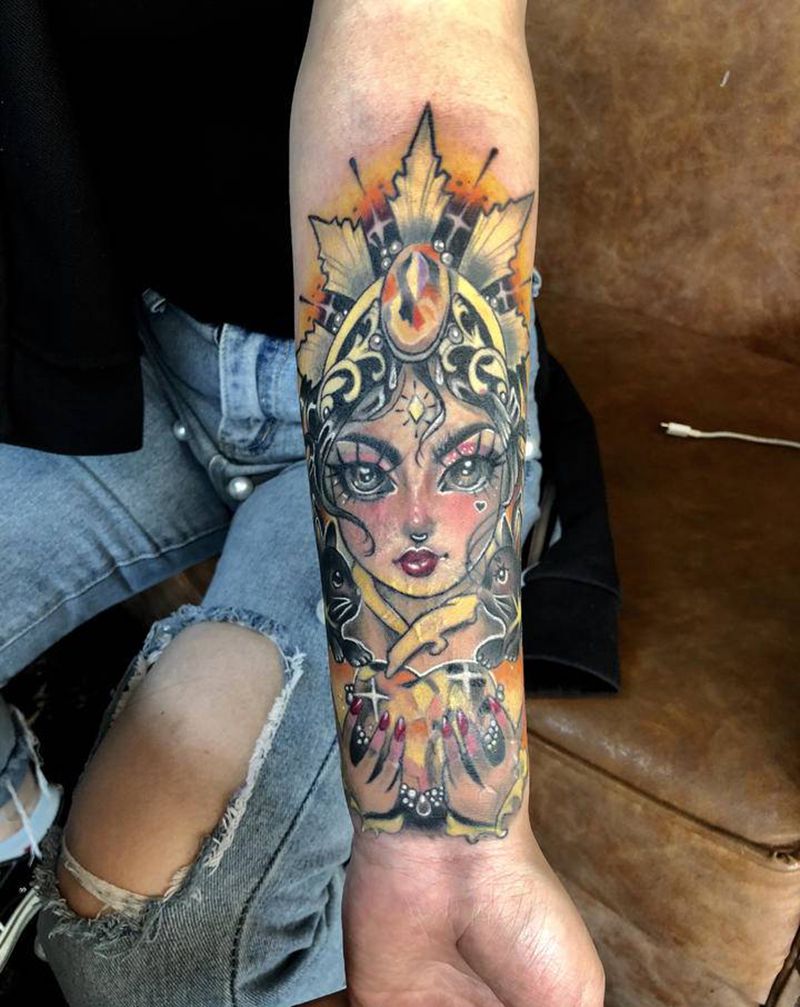 遮盖作品纹身图片_手臂腿部New School水彩纹身图案