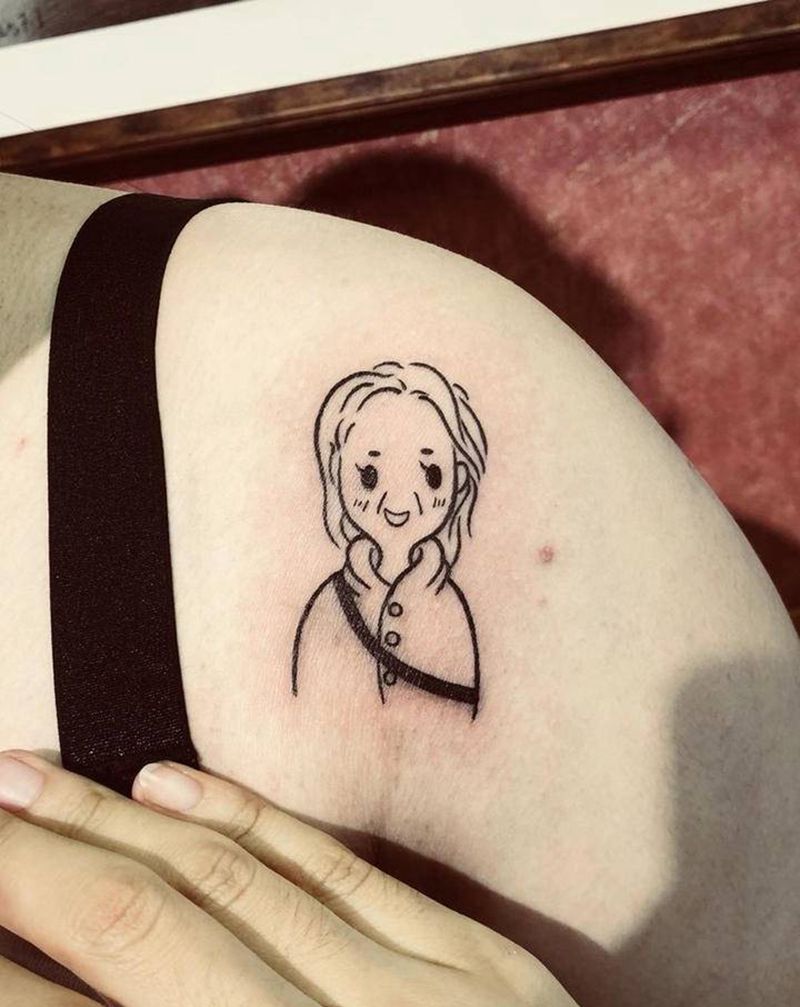 卡通简笔纹身图片_肩部Old School纹身图案