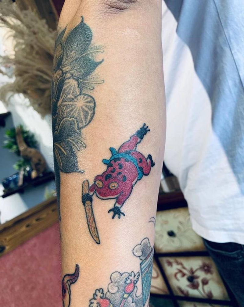 小蛤蟆纹身图片_手臂Old School纹身图案