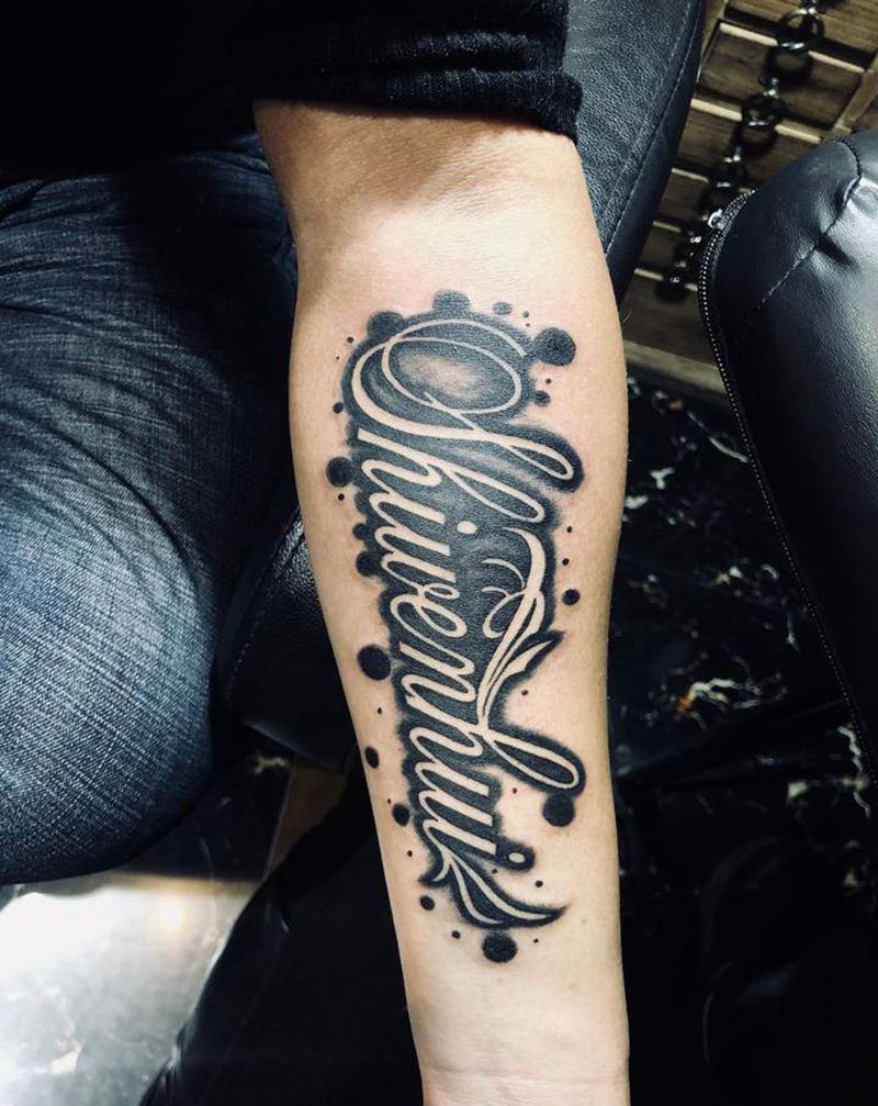 花体英文纹身图片_手臂腿部花体字纹身图案