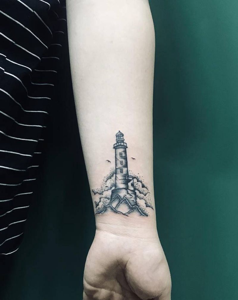 灯塔纹身图片_手臂纹身图案