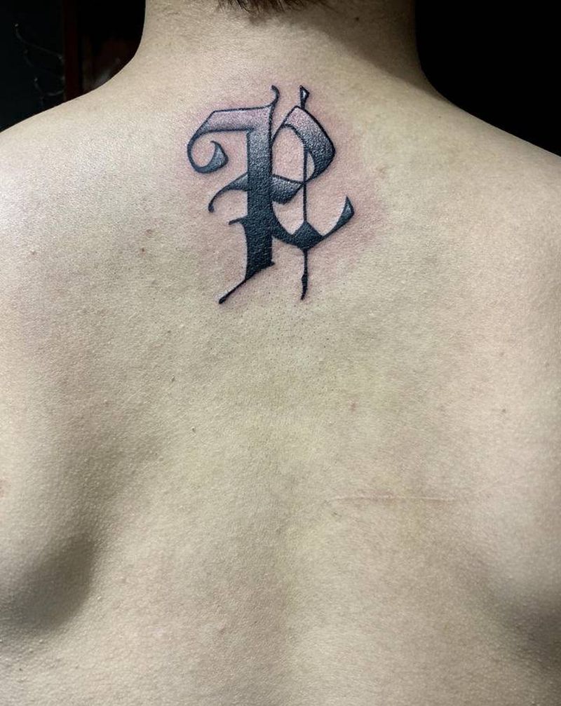 渐变色哥特体英文纹身图片_背部手臂花体字纹身图案