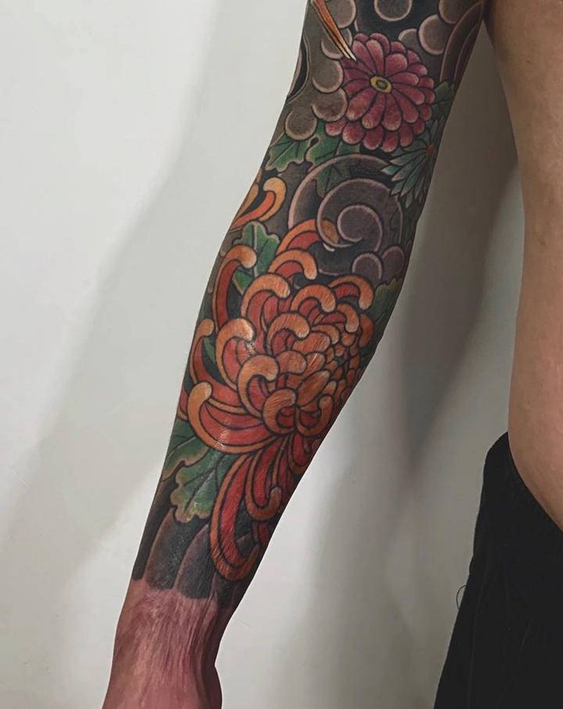 花臂纹身图片_老传统纹身图案