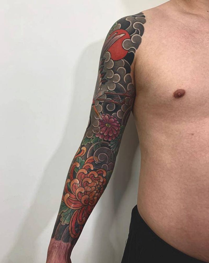 花臂纹身图片_老传统纹身图案