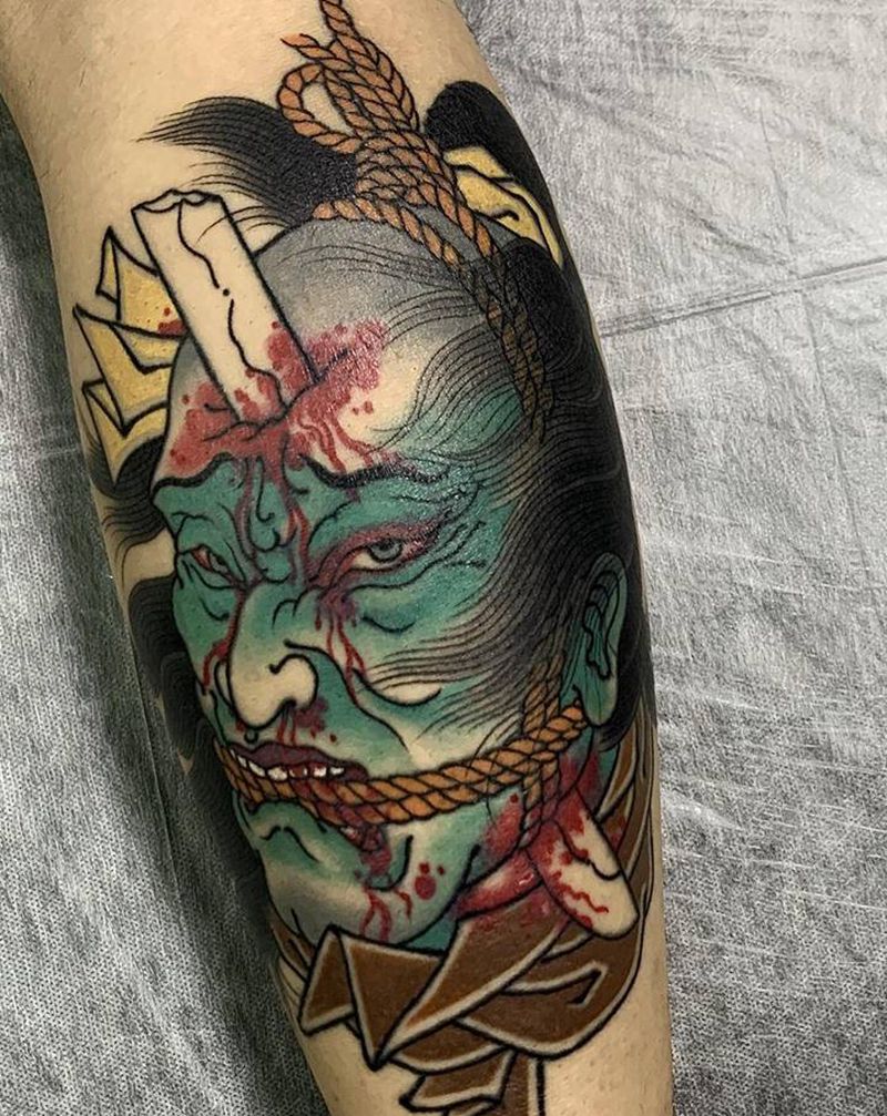 生首纹身图片_老传统纹身图案