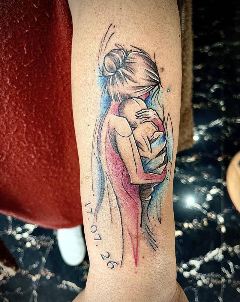 小臂纹身纹身图片_手臂腿部水彩花体字纹身图案