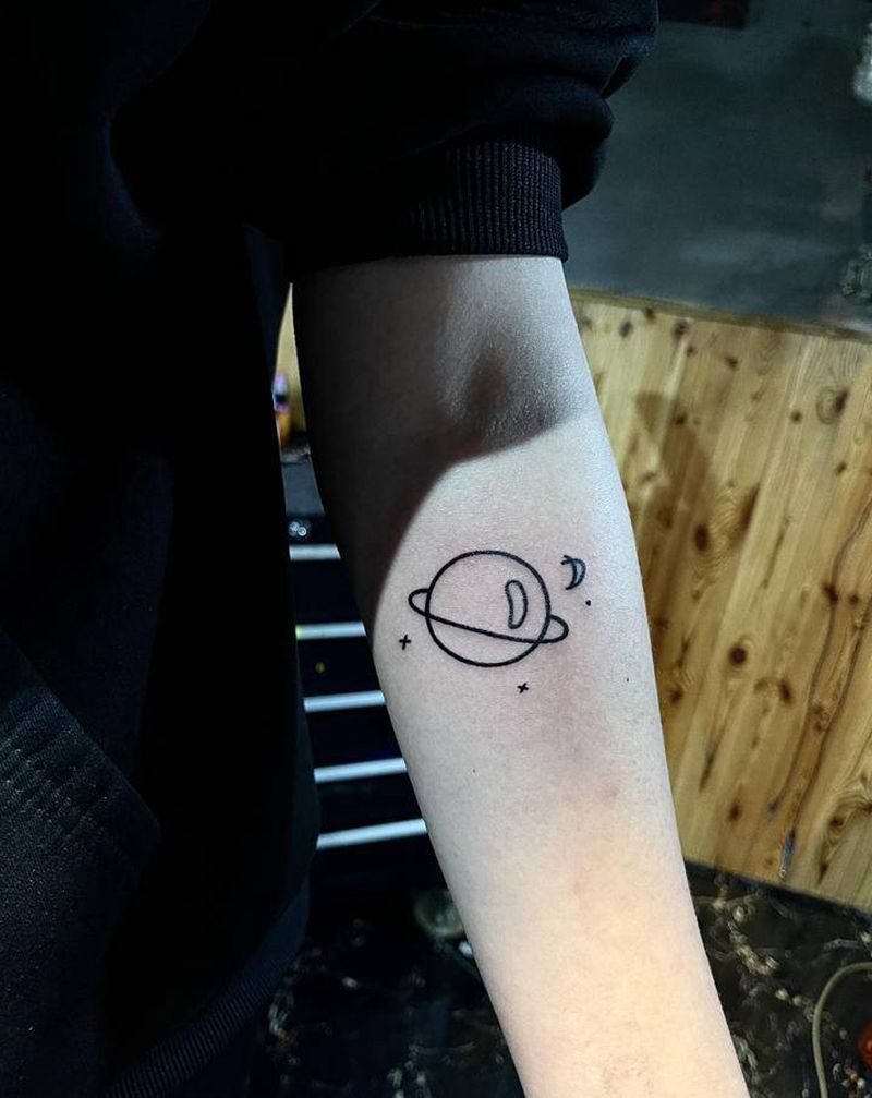 小清新线条纹身图片_手臂颈部几何纹身图案