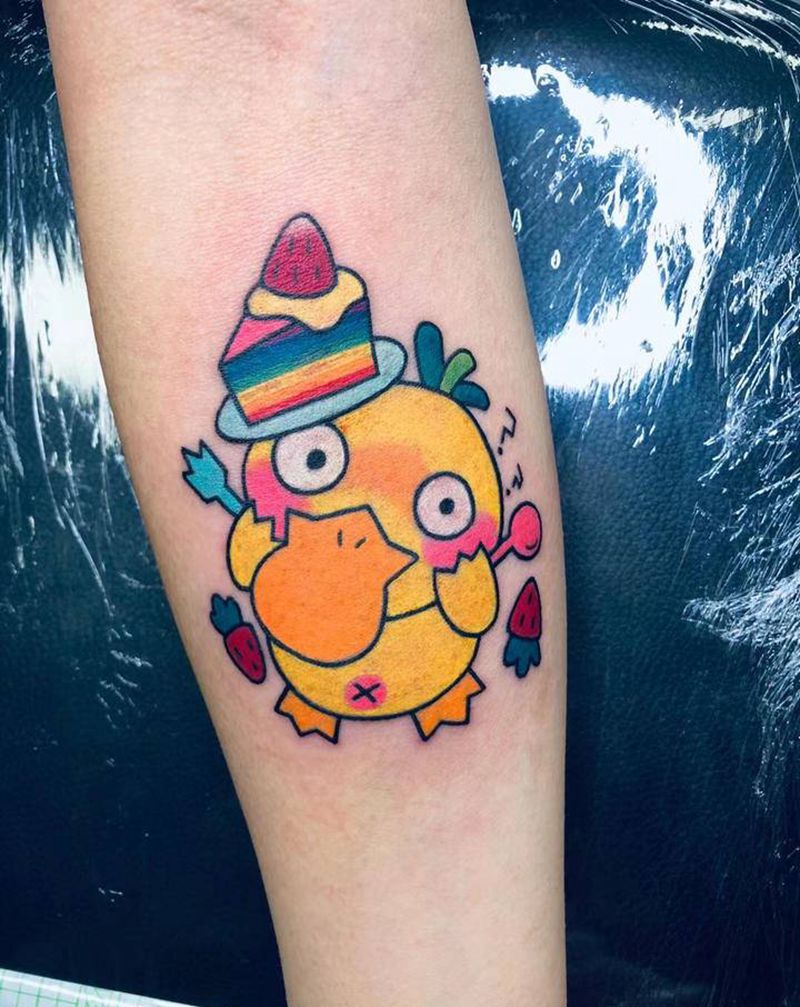 可达鸭纹身图片_手臂纹身图案