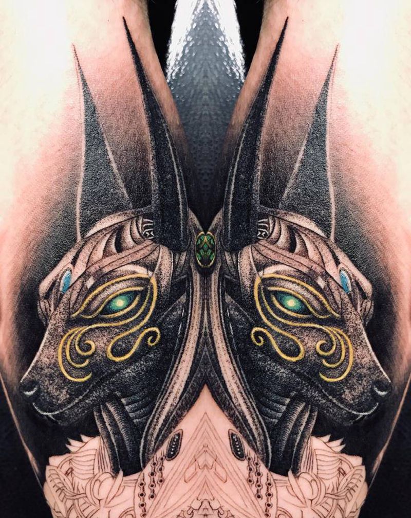 狗头未完纹身图片_手臂点刺纹身图案