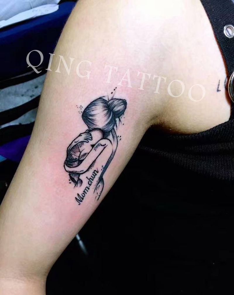 母爱纹身图片_手臂几何纹身图案
