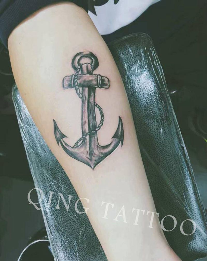 船锚纹身图片_手臂欧美写实纹身图案