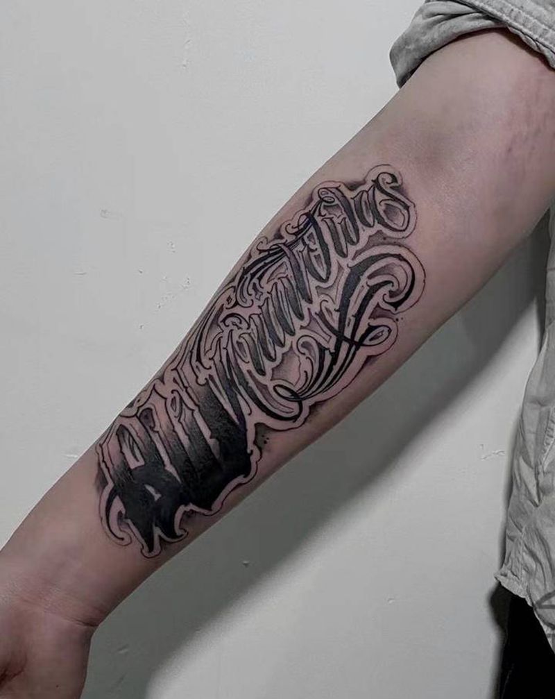 遮盖汉字纹身图片_花体字纹身图案