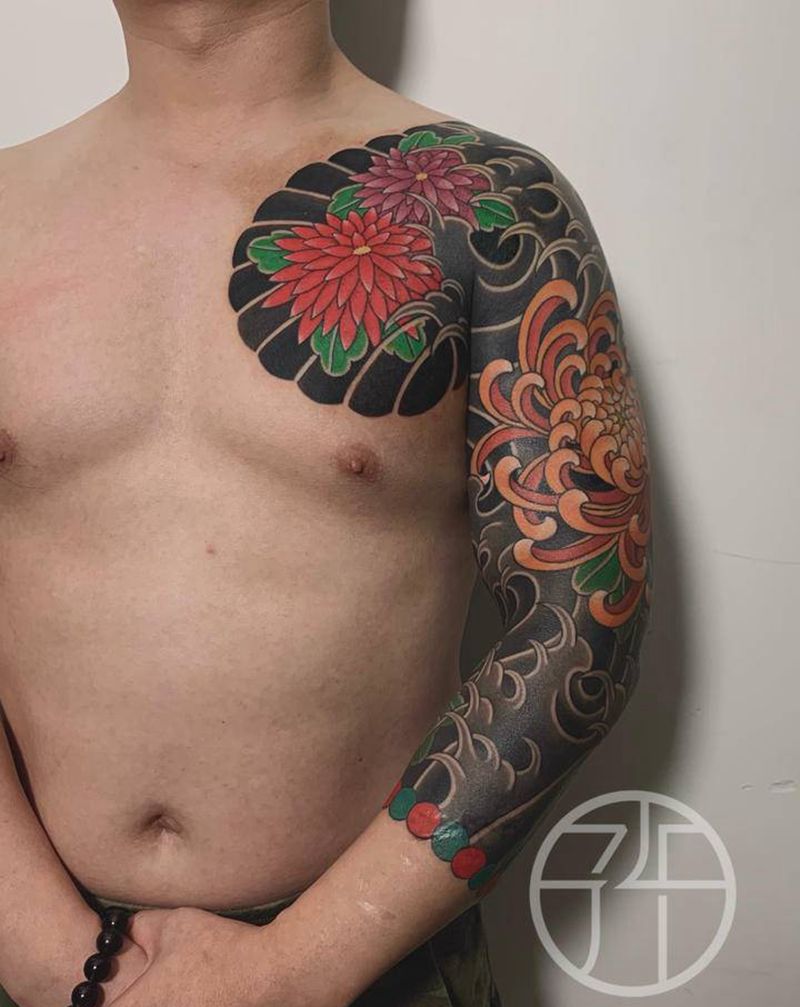 七分半胛纹身图片_老传统纹身图案