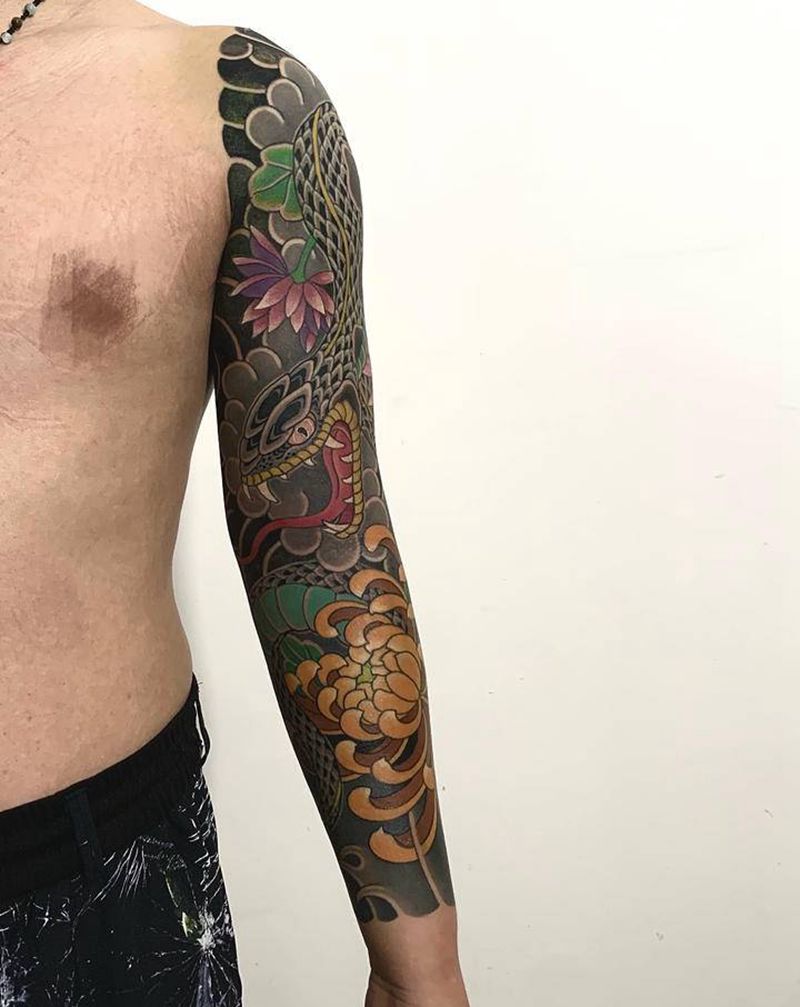 花臂纹身图片_老传统纹身图案