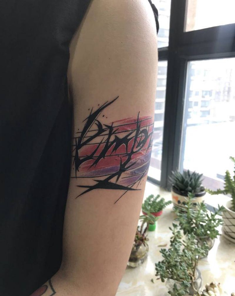 疤痕盖盖纹身图片_花体字纹身图案