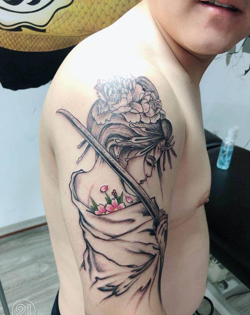 艺伎纹身图片_手臂纹身图案