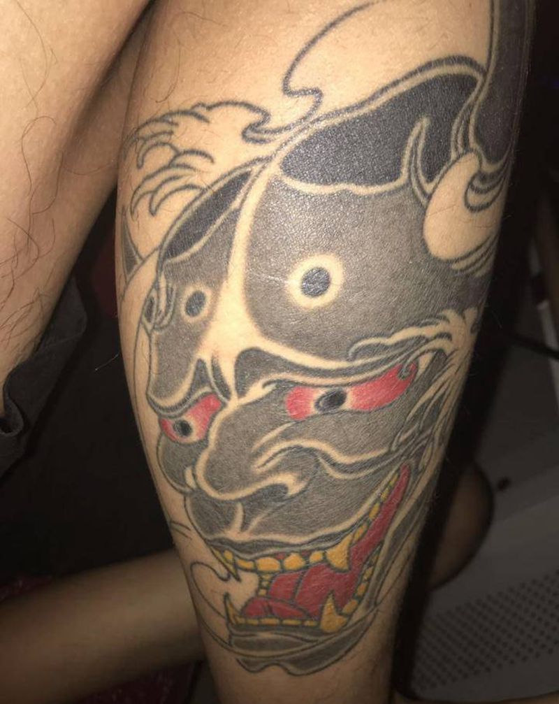 老传统 修改般若纹身图片_腿部老传统般若纹身图案