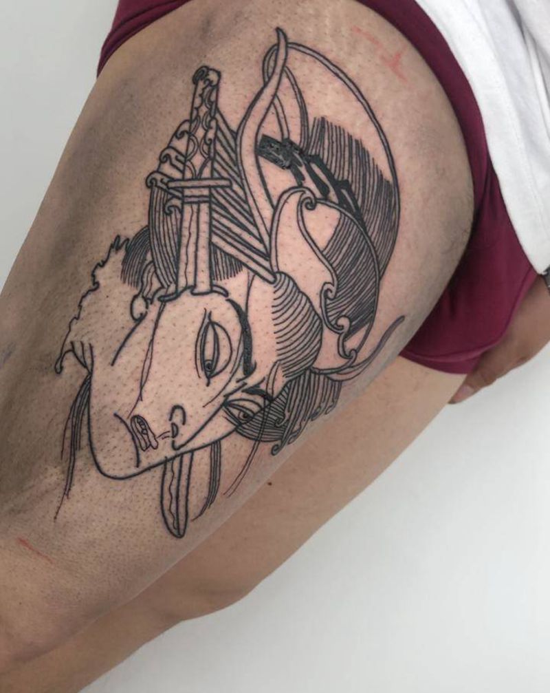 老传统 身首纹身图片_腿部老传统纹身图案