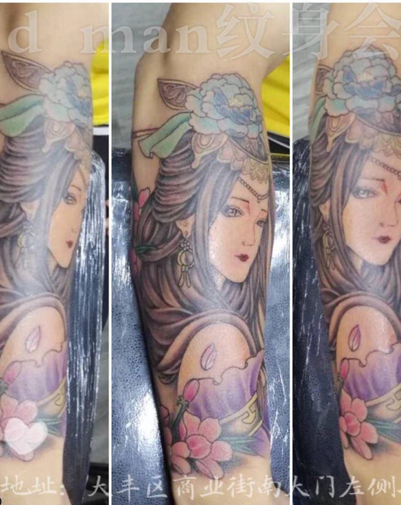 艺伎纹身图片_手臂新传统纹身图案