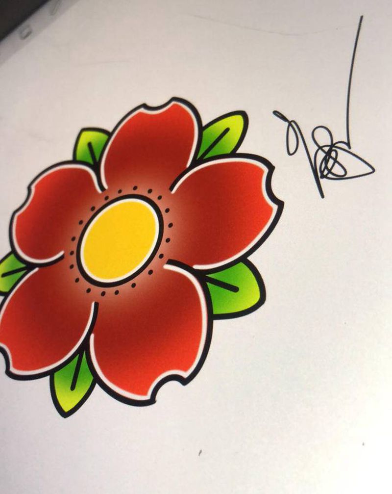 老传统樱花纹身图片_背部手臂老传统纹身图案