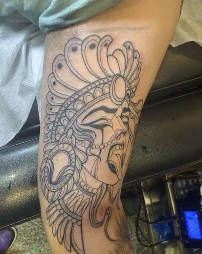 蛇女纹身图片_手臂纹身图案