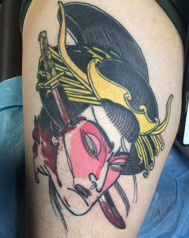 老传统作品 身首纹身图片_腿部老传统纹身图案