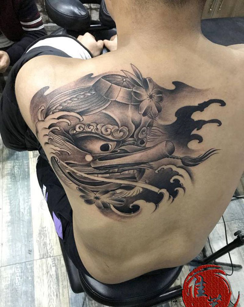 天狗纹身图片_肩部新传统纹身图案