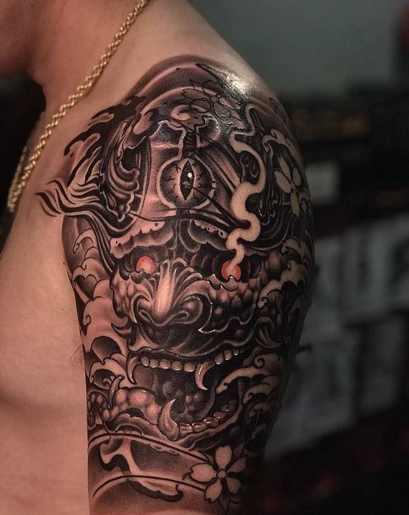 原创遮盖纹身图片_肩部手臂新传统纹身图案