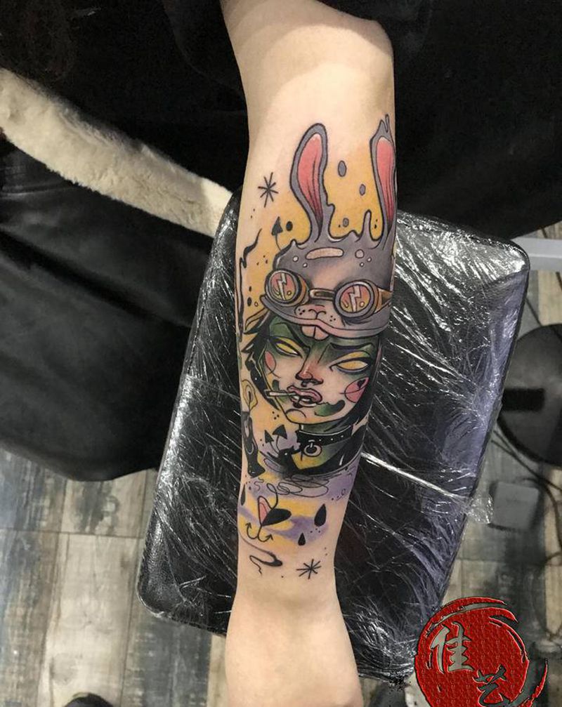 是兔女郎嘛纹身图片_手臂New School纹身图案