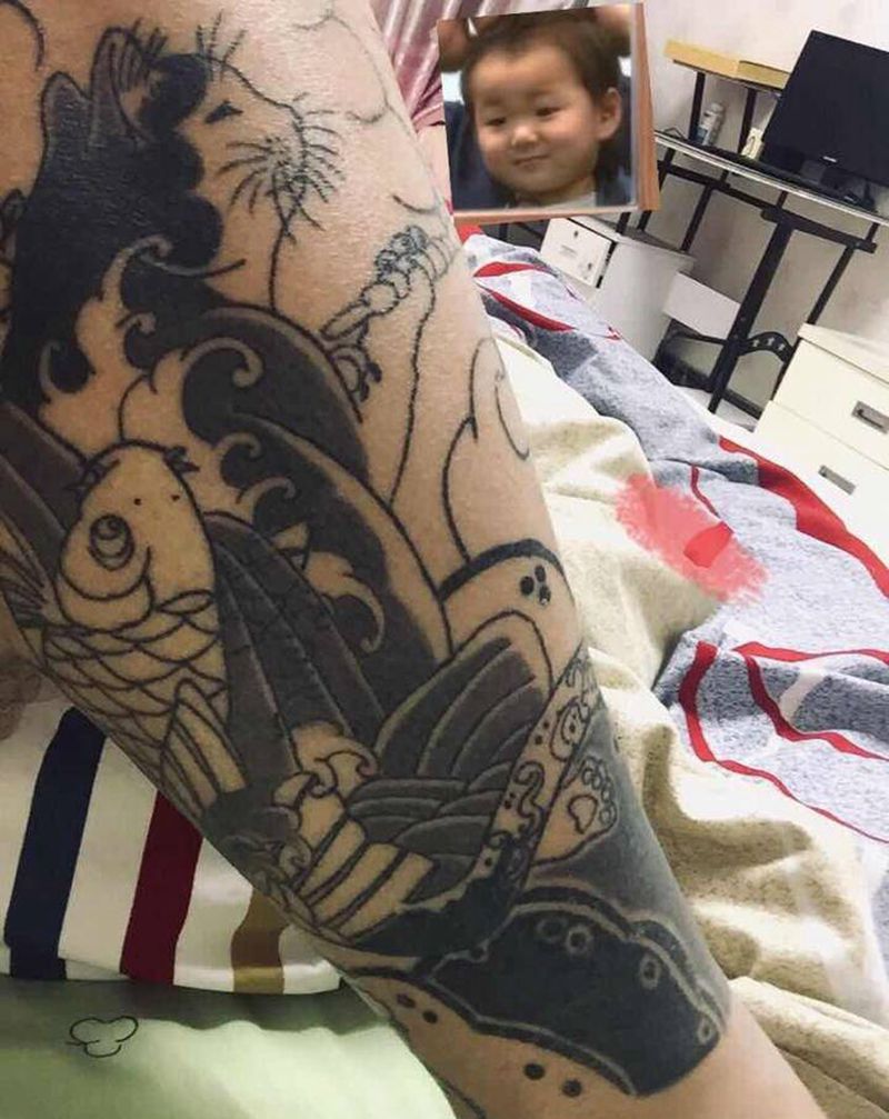 买家秀纹身图片_腿部老传统纹身图案