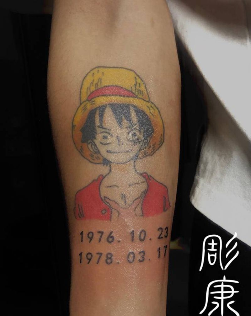 路飞 恢复后添加父母生日纹身图片_手臂New School纹身图案