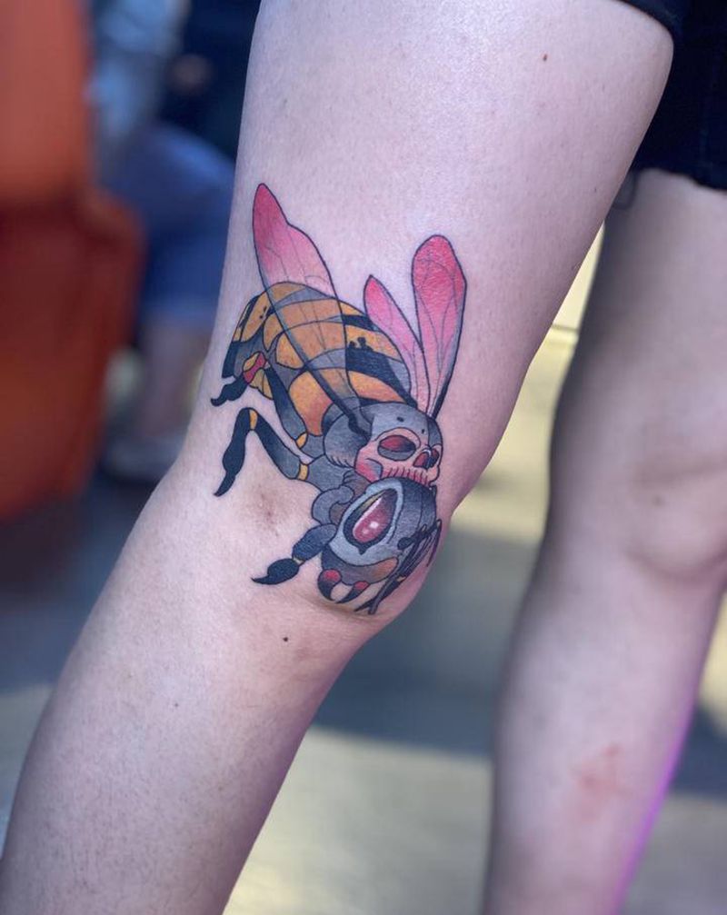 黄蜂纹身图片_腿部New School纹身图案