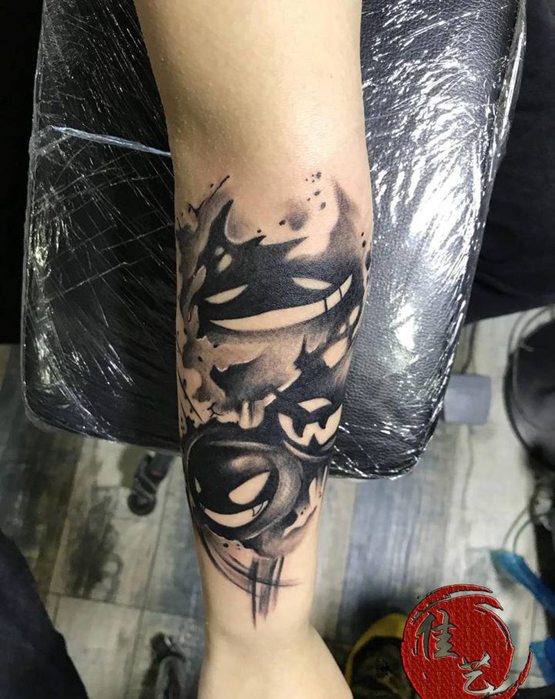 耿鬼...纹身图片_手臂水墨New School纹身图案