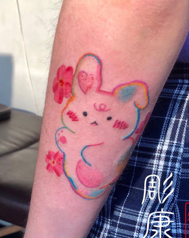 小清新纹身图片_手臂几何水彩纹身图案