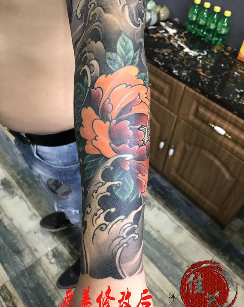 花臂修改遮盖前后对比...纹身图片_手臂Old School纹身图案