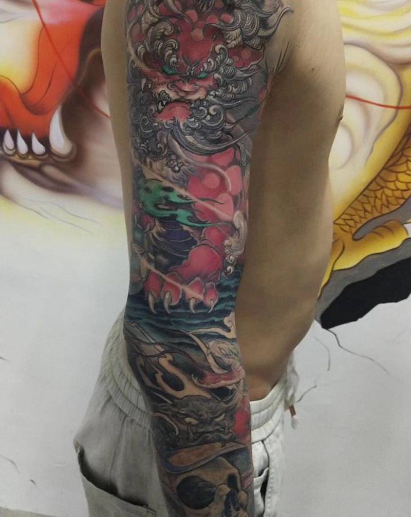 花臂纹身图片_新传统纹身图案