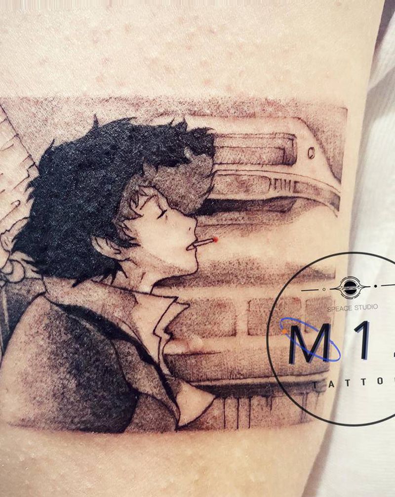 太空牛仔纹身图片_单针 漫画纹身图案