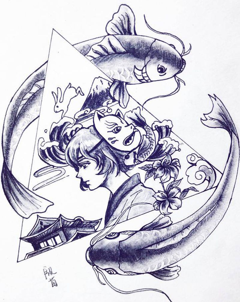 原创纹身手稿纹身图片_背部臀部原创手稿纹身图案