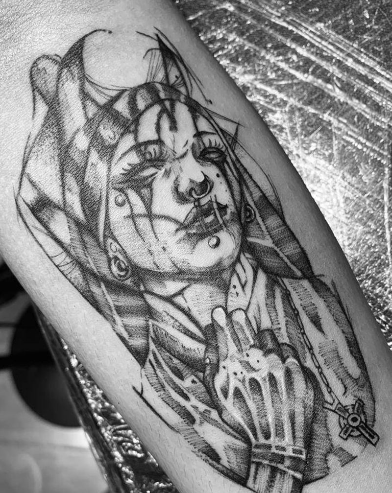 遮盖纹身图片_手臂暗黑单针纹身图案