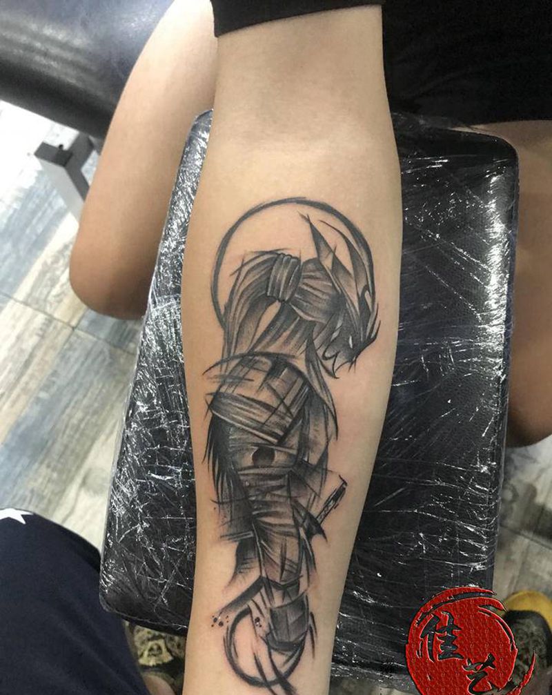 武士纹身图片_手臂新传统纹身图案