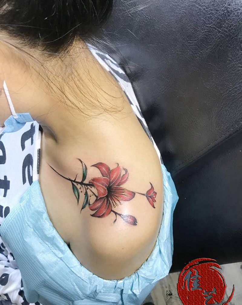 花纹身图片_肩部New School水彩纹身图案