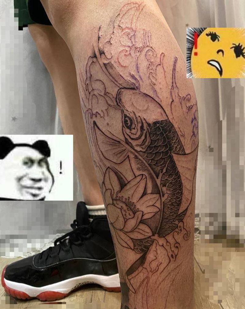 传统鲤鱼纹身图片_老传统新传统纹身图案