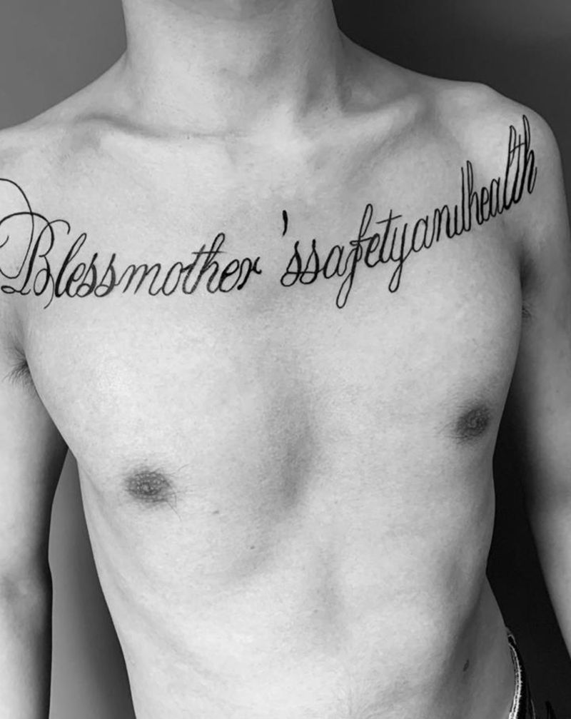 htz纹身图片_胸部花体字纹身图案