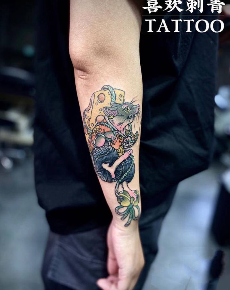 客图老鼠纹身图片_手臂New School纹身图案