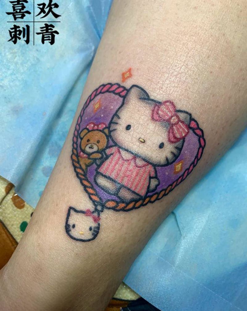 hello Kitty纹身图片_腿部New Schoolhello Kitty纹身图案