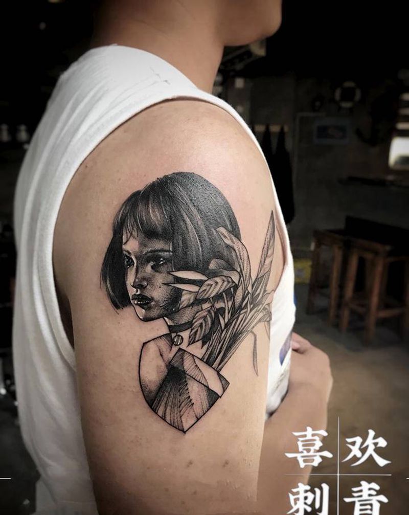 玛蒂尔达纹身图片_手臂欧美写实杀手不太冷纹身图案