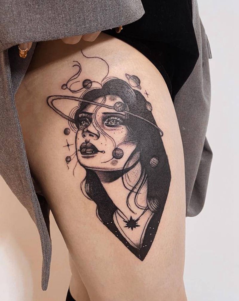 酷就完了纹身图片_腿部欧美写实纹身图案