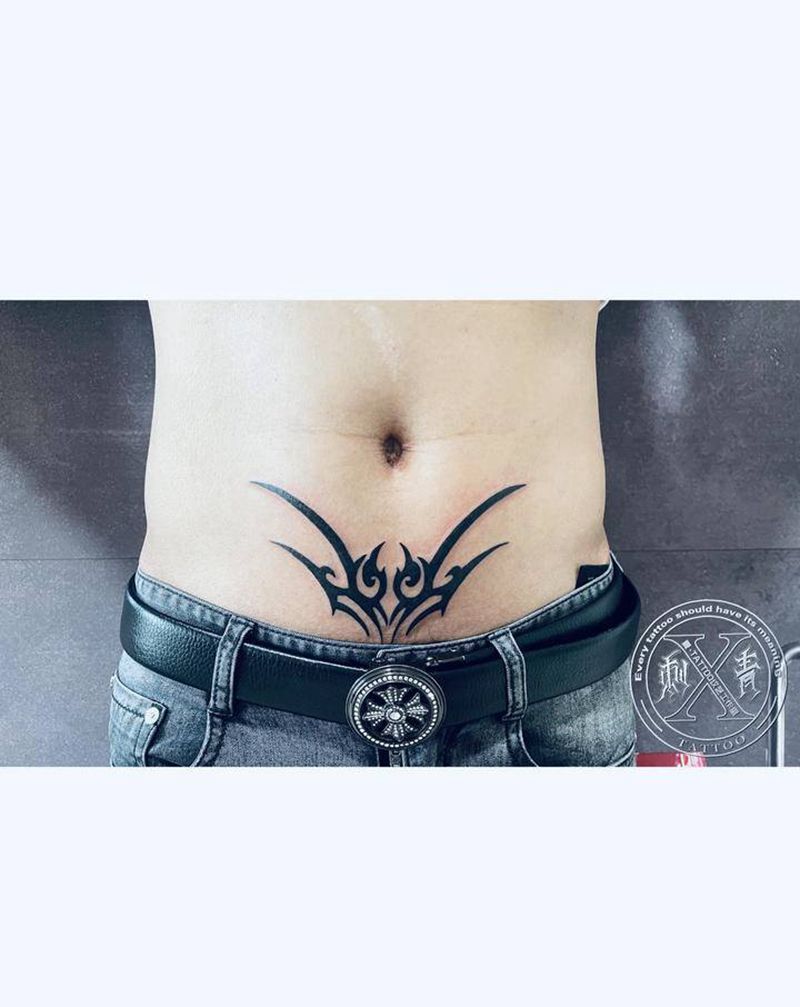 图腾纹身图片_腹部图腾纹身图案