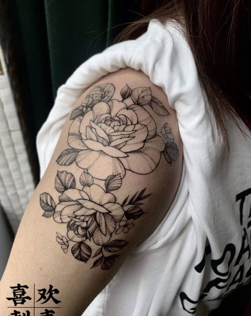 素花纹身图片_手臂点刺素花纹身图案